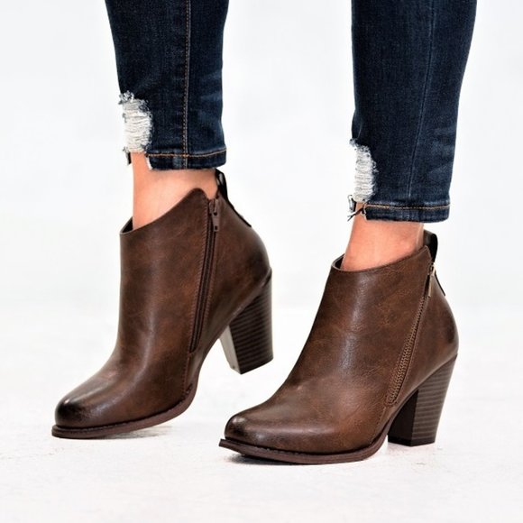 DONATED!! Burnished brown faux leather booties - Picture 4 of 4